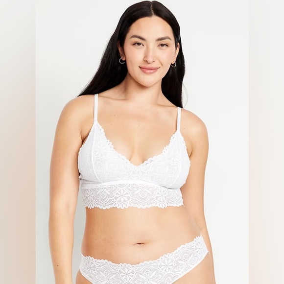 4/$25 NWT Old Navy Lace Longline Bralette White Lilies Sz XL - Picture 5 of 7
